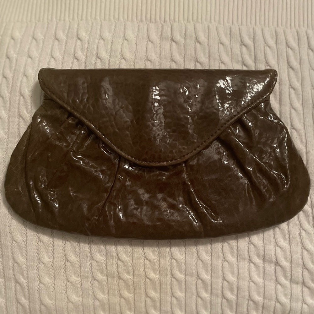 Lauren Merkin Lotte Brown Patent Leather Clutch